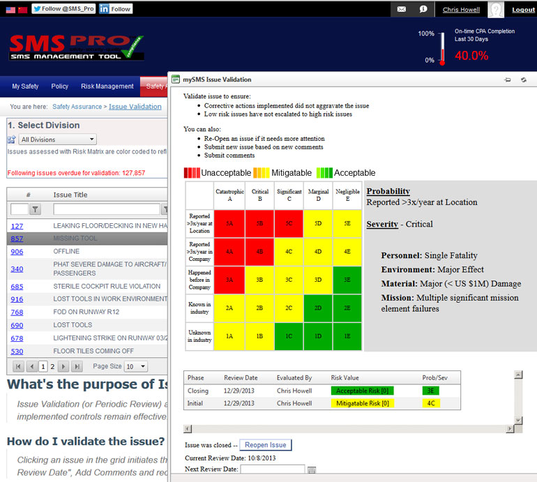 Monitoring Risk Using Issue Validation module by SMS Pro