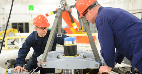 Aviation maintenance technicians help keep the Coast Guard in flight 141114-G-LS819-003